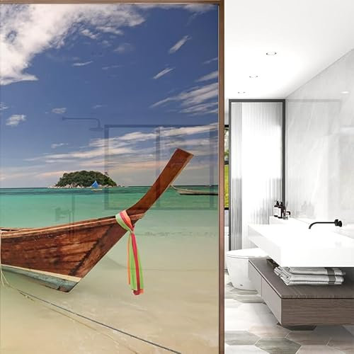 Window Privacy Film,Frosted Glass Window Film for Home Office 44.5x300 cm Wooden Boat