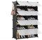 Mondeer Schuhregal, 8-stufiger Kunststoff Schuhschrank, Modulares Schuhaufbewahrung, Staub- und Wasserabweisend, Platzsparendes, hält 32 Paar Schuhe für Foyer, Schlafzimmer, Wohnzimmer, Schwarz