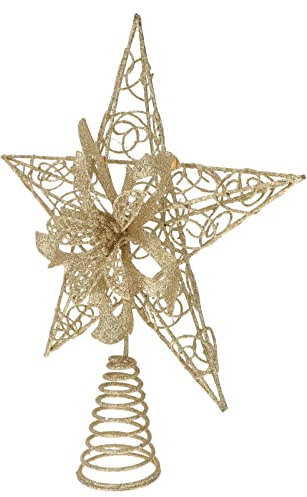 Cabilock 4 Stück Weihnachtsbaumspitze Stern Weihnachtsstern-baumspitzeverzierung Krippendekor Sternverzierung Weihnachtsbaum Hängen Reflektor Stern Baumkrone Weihnachtsschmuck Schmiedeeisen