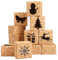 Naler 18 Stück Weihnachten Keksboxen mit Fenster Keksschachtel Kraftpapier Geschenkboxen für Bäckerei Cupcake Kuchen Dessert