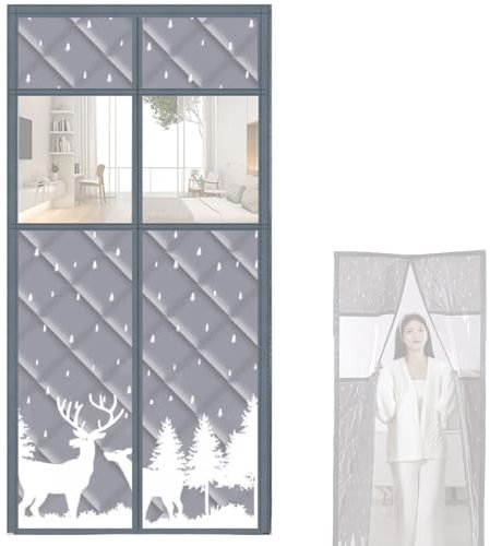 Magnet Wärmeschutzvorhang Für Türen 80x220cm 90x220cm Thermovorhang Mit Transparenten Fenstern, Kälteschutzvorhang Für Türen(90x200cm)