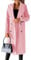 Manteau Femme Hiver Long Trench En Laine - Veste Noir Rose - Court 3XL