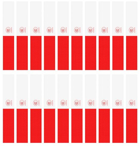 20 riflettori per rimorchio, 30,5 x 5 cm, rosso/bianco, nastro riflettente autoadesivo per esterni, impermeabile, adesivo di sicurezza per auto, camion, rimorchi, nastro catarifrangente per rimorchi