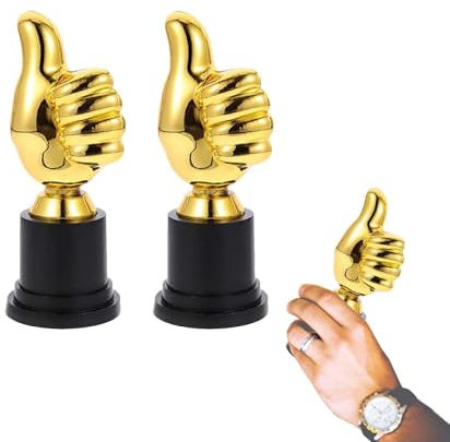 SVOCK 2 Stück Daumen Hoch Trophäe, pokale kindergeburtstag, mini pokal, Personalisierte Geschenke Pokale Kindergeburtstag Pokal Fussball, personalisierte geschenke Beste Anerkennung Mini Pokal Fussbal