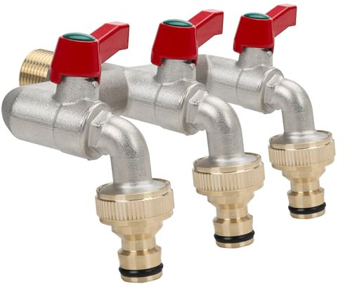 Robinet de jardin en laiton massif avec connecteur pour tuyau G3/4, robinet extérieur pour jardin, écuries, chantier, 1,27 cm en 3 x 1,9 cm