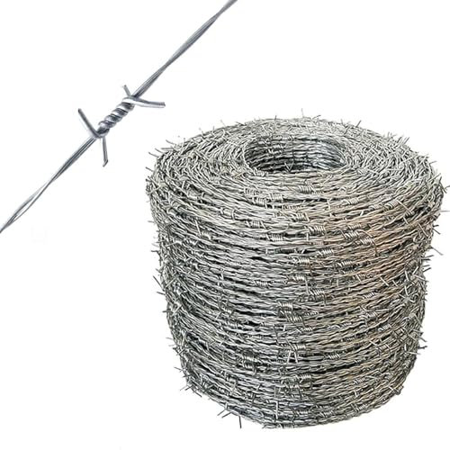 Filo Spinato Elicoidale per Recinzioni - Rotolo Zincato Antiruggine - Barriera Fisica per Giardino - Facile da Installare e Pieghevole,2mm,15m(49ft)