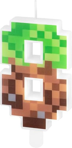 Zahlenkerze * PIXEL + MINER * in den Zahlen 0-9 als Deko für Kindergeburtstag | ca. 9,5x4,5cm, mit Steckfuß | Tortendeko Kinder Geburtstag Geburtstagskerze Kuchen Kerzen, Stil: Zahl 8