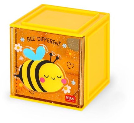LEGAMI - Cutie Cubes Modular Desk Box, Bee, Schreibtisch-Organizer, Aufbewahrung, inklusive Stickerbogen, stapelbar, multifunktional, ABS, 90 x 90 x 100 cm
