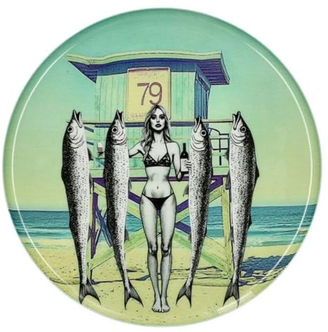 Gift Company Love Trays, Dekotablett, M, Motiv: Beach Girl, rund, Mehrfarbig