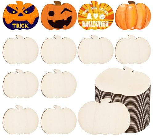 24 Stück Kürbisse Blanke Holzscheiben, Holz Deko Hänger Herbst, halloween-kürbis-ornamente, für Halloween und Thanksgiving, hängende Dekoration, saisonale Ornamente
