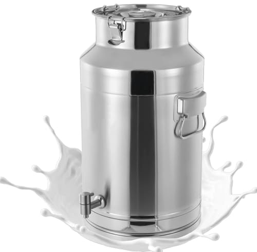 CCKUYT Stainless Steel Milk Can - Airtight 15L/20L/28L Storage Bucket for Liquid Transport - Milk Churn Pot for Household Use