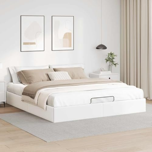 CIOURSTO Ottoman-Bett, Stauraum Unter Dem Bett, Bed, Strapazierfähiges Kunstledermaterial, Geeignet für Schlafzimmer und Gästezimmer (180 x 200 cm)