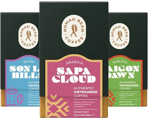 Vietnamese Drip Coffee Bags Bundle | Drip Discovery Set, Pre-filled Pour Over Bags Arabica, Robusta and Blend Gift Set