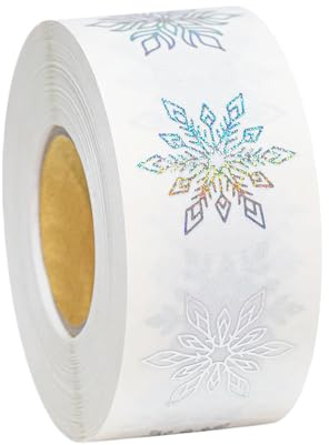 Schneeflocken-Umschlag-Aufkleber, selbstklebend, glitzernd, transparent, Schneeflocken-Aufkleber, für Urlaub, Basteln, Scrapbooking, Rolle, für Tagebuch, Grußkarten, Basteln, Box-Anhänger