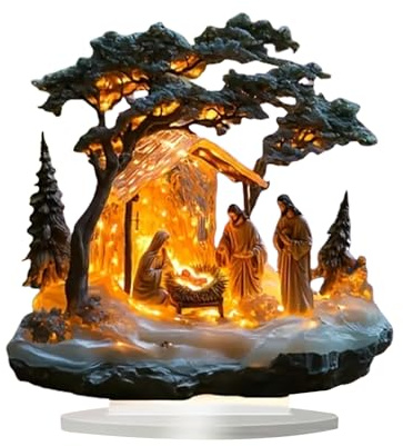 Generisch 2D Acryl Krippe, Weihnachtskrippe Mit Figuren Für Die Tischdekoration, Klassische Weihnachtskrippe Für Zuhause Und Festliche Deko
