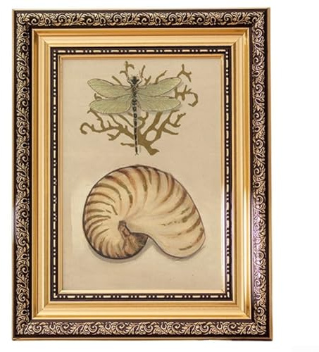 Marco de resina ornamentado de 7 pulgadas, elegante marco de fotos clásico con borde dorado ornamentado para pared y mesa para arte, fotos, pinturas al óleo (C)