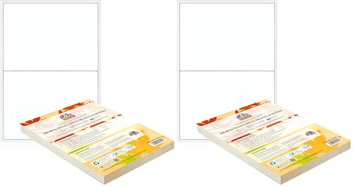 Double Dragon A4 Selbstklebende Adressetiketten, 2 pro Blatt, 100 Blätter, 200 Etiketten, 199,6 x 143,5 mm (200 Etiketten) (Packung mit 2)