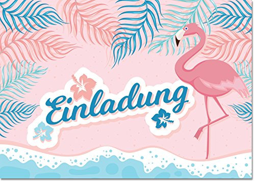 12 Einladungen Flamingo Ohne Text / Einladungskarten Kindergeburtstag Ohne Innentext Passt zu Geburtstag, Poolparty, Gartenparty, Cocktailparty, Gartenfest