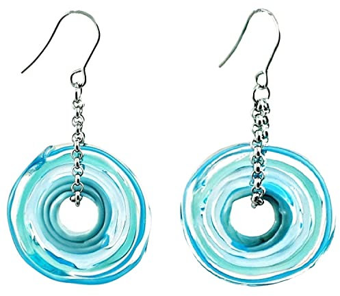 Ohrringe aus Murano-Glas in türkis/Edelstahl/Glas-Schmuck/Unikat handmade/Personalisiertes Geschenk für sie zum Muttertag Jahrestag Hochzeit Geburtstag Weihnachten Mama Dame