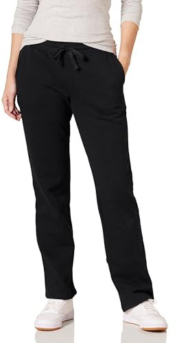 Amazon Essentials Pantaloni Tuta Da Donna A Gamba Dritta Con Coulisse, In Pile (Disponibili In Taglie Forti) Donna, Nero, M