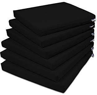 Rollmayer 6er Set Stuhlkissen Stuhlauflage Sitzkissen Sitzpolster Auflage für Stühle in Haus und Garten Kollektion Vivid (Schwarz 34, 40x40x4cm)