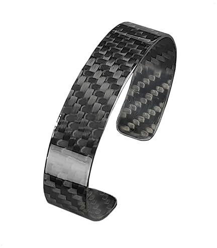 Carbonikon - Herrenarmband aus ultraglänzender Karbonfaser, 15 mm breit, mittlere Größe für einen Handgelenksumfang von 17 bis 19 cm