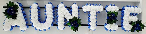 AUNTIE Silk Funeral Flowers Name Tribute (Royal Blue)