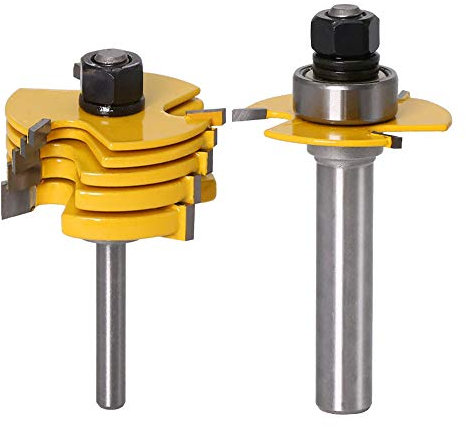 Gasea 6 piezas de Cuchillo de Múltiples Ranuras, 1/4 pulg de vástago Cortador de Ranura Ajustable, Junta de Ranura Ensamblar Brocas de Fresado de Ranura en T Herramienta de Molienda