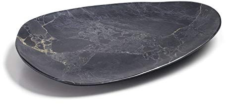 LACOR 63184 63184-Piatto a Forma di Uovo Senza BPA, Finitura in Marmo, 40,7 x 30,5 x 4,3 cm, in melammina, Melamina