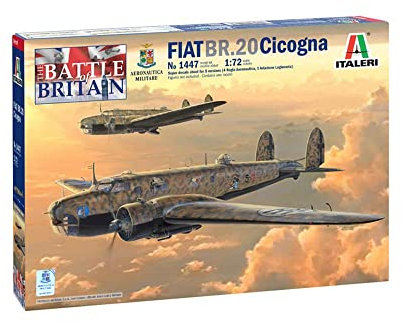 Italeri 1447S 1:72 FIAT BR.20 Cicogna, originalgetreue Nachbildung, Modellbau, Basteln, Hobby, Kleben, Plastikbausatz, Zusammenbauen, grau