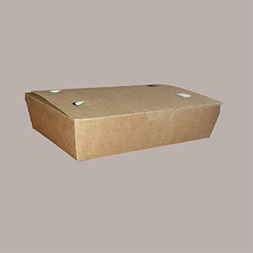 Lucgel Scatola Porta Alimenti da Asporto Contenitore Carta Avana Richiudibile 200x100H50mm - 100 pezzi -