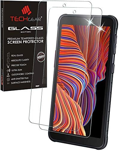 TECHGEAR [Pack de2 GLASS Edition Compatible avec Samsung Galaxy XCover 5, Housse de protection d'écran en verre trempé [2.5D Bords Arrondis] [Dureté 9H] [Clarté Cristal] [Anti-rayures] [Anti-Bulles]