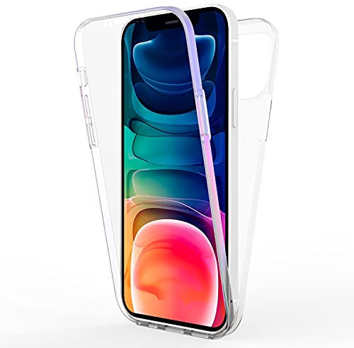 NALIA Klare 360° Schutzhülle kompatibel mit iPhone 13 Hülle, Komplettschutz Transparent Anti-Gelb Durchsichtig Robust, Hardcase & Silikon Bumper & Displayschutz, Full-Cover Etui Full-Body Handyhülle