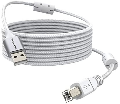 MOSWAG Cavo stampante lungo 5M, Cavo scanner USB da tipo A a tipo B Alta velocità compatibile con HP,Canon,Epson,Dell,Lexmark,Brother,Xerox,Samsung