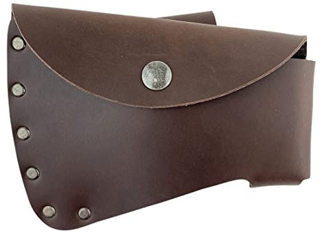 Valhalla Gear, Axe Head Sheath Handmade from Full Grain Leather - Protector Case Cover, Hatchet Blade Safety Sleeve, Camping Accessory, Lumberjack Outdoors Work Essentials (Bourbon Brown)