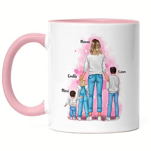 Kiddle-Design Mutter Kind Tasse Rosa Personalisiert Muttertagsgeschenk Name Mama Kinder Tochter Sohn Baby Geschenk Mütter Muttertag
