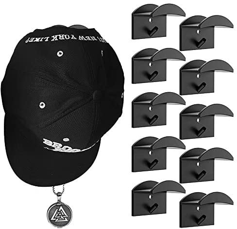 FCXJTU Selbstklebende Huthaken Hutständer für die Wandmontage (10er-Pack), Gebogene Hut-Organizer-Aufhänger Lagerung, Optionale Bohrloch-Hinzufügungsschraube für Hutbügel-Organizer mit starkem Halt