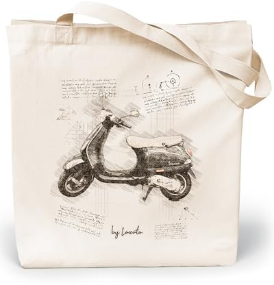 Loxato Stoffbeutel Bedruckt - Stofftasche - Baumwolltasche Bedruckt 100% B35 x H42 x T8 cm - Tragetasche Canvas-Stoff 220 g/m2 - Jutebeutel - Einkaufstasche Lange Henkel 70cm - Einkaufsbeutel