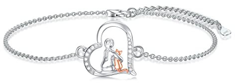LONAGO Katzen Armband für Frauen 925 Sterling Silber Mädchen mit Süßem Katzen Armband Schmuck