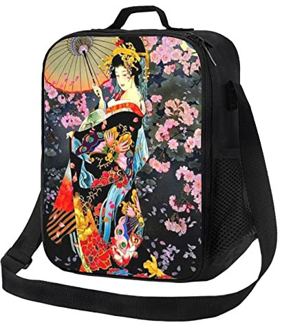 Retro japanische Geisha bedruckte Lunch-Tragetasche wasserdichte Lunch-Tasche isolierte Kühlbox für Männer Frauen