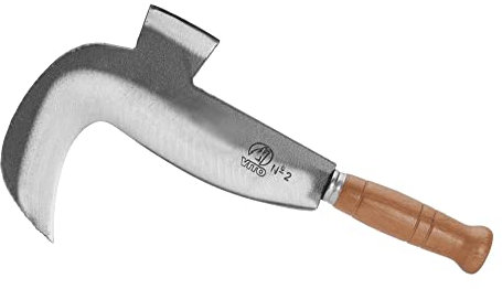 VITO Garden - Billhook, Hippe, Zweischneidiges Hackmesser, Sichel aus gehärtetem Stahl - Gewicht: 490g - 240x190mm - traditionell geschmiedet - ideal für Arbeiten auf Wiesen, Feldern & Garten - VI1660