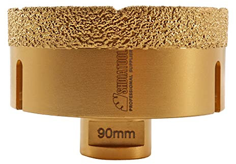 SHDIATOOL Foret à noyau diamanté, diamètre de scie cloche 90 mm M14 Filetage brasé sous vide pour céramique porcelaine carrelage granit marbre maçonnerie brique