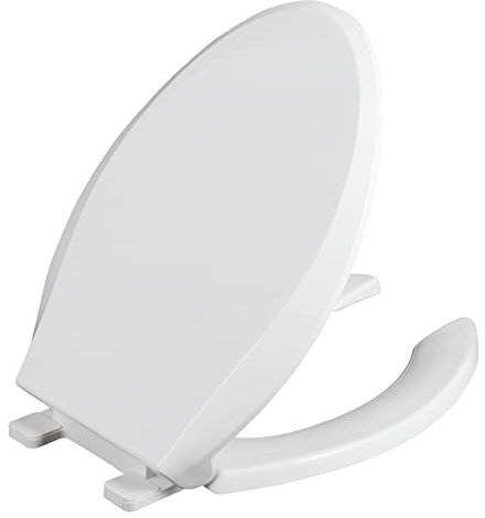 WC Sitz, Vorne Offen Mit Deckel, Toilettensitz Mit Absenkautomatik Langsam Schließendes Scharnier, Aus PP-Kunststoff, Für Vermietung Oder Gewerbliche Nutzung, Weiß