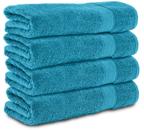 Komfortec 4er Handtücher 50x100 cm Set aus 100% Baumwolle, Frottee, Weich, Türkis