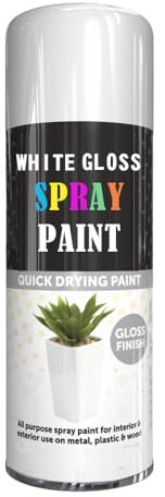 SCHNAZZ - 1 x All Purpose White Gloss Aerosol Spray Paint 250ml Fast Dry, Quick Drying Spray and Excellent Coverage for Wood, Metal, Plastic, Glass and More
