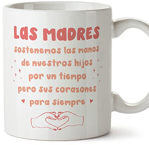 MUGFFINS Tazas para MADRE/MAMÁ - En Español - Madres manos hijos - 11 oz / 330 ml - Regalo original y divertido