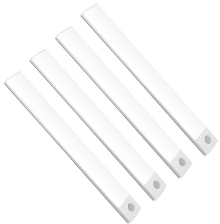 Lychico Motion Sensor Lights Indoor (20cm), 40 LED Under Cabinet Lights 6000K, USB Rechargeable Battery Powered Night Lights with Magnetic Strip,,pack of 4 led