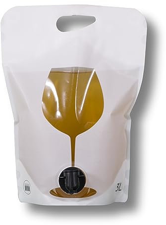 AGRI plus Standbodenbeutel 3 Liter I 20 Stück I Hochwertige Saftbeutel mit Weinglas-Motiv I Faltbarer Camping- & Festival-Trinkbeutel mit Zapfhahn I Bag-in-Box-Beutel für Apfelsaft, Saft & Wein