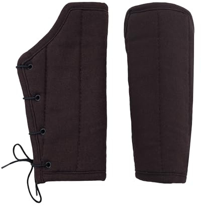 Lord of Battles Mittelalterliche gepolsterte Armschienen mit Lederkordelverschluss braun, Braun, Large
