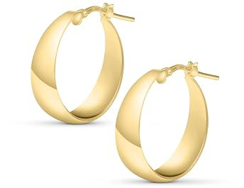 Amberta Damen 925 Sterling Silber Dicke Ohrringe: Gold Dicke Ohrringe 20 mm